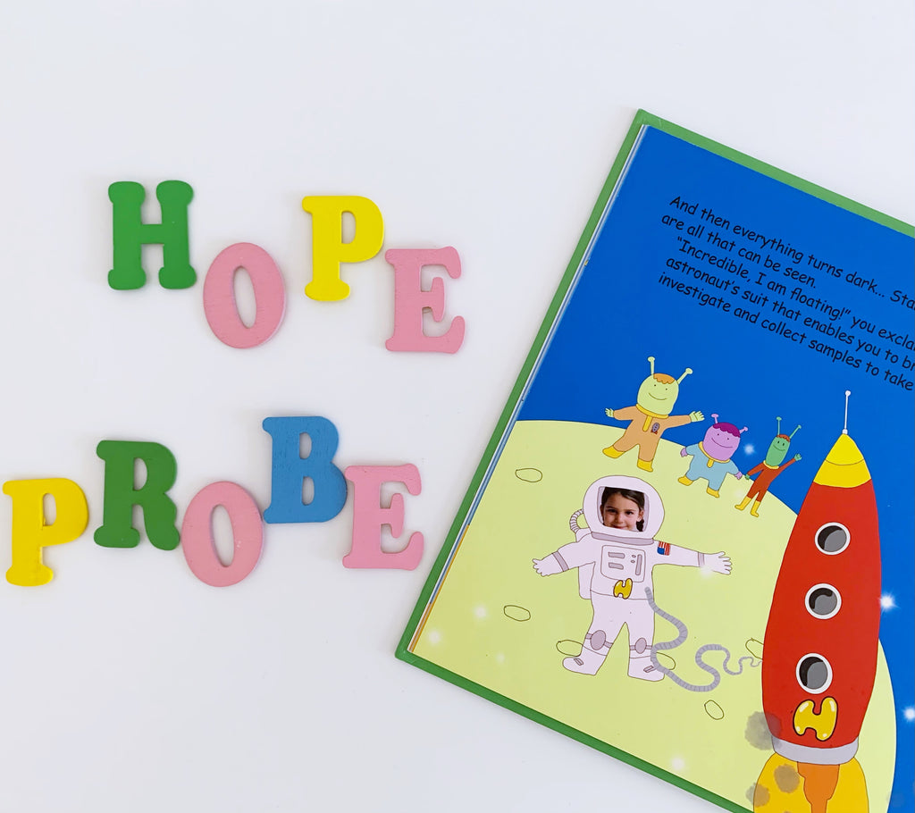 personalised children's books, I'm a Hero at work,  become an astronaut, hope probe mission.