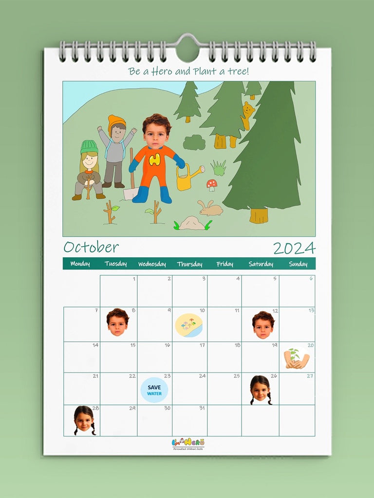  I am hero personalised wall calendar of Oct 2024